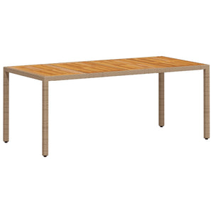 Beiger Gartentisch 190x90 cm Poly Rattan Akazie