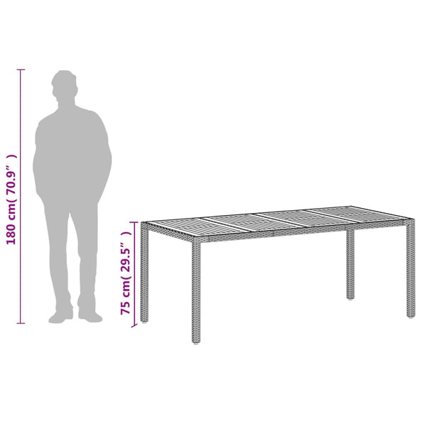 Beiger Gartentisch 190x90 cm Poly Rattan Akazie