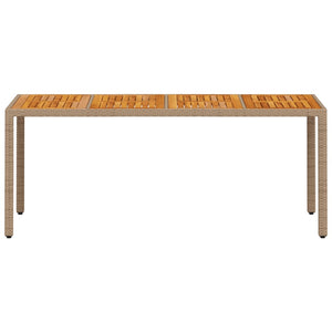Beiger Gartentisch 190x90 cm Poly Rattan Akazie