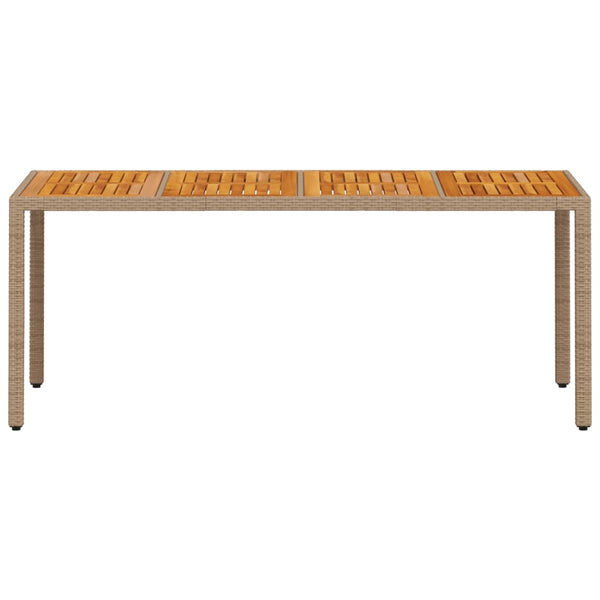 Beiger Gartentisch 190x90 cm Poly Rattan Akazie