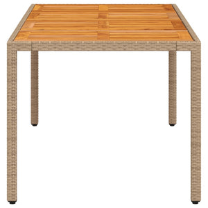 Beiger Gartentisch 190x90 cm Poly Rattan Akazie