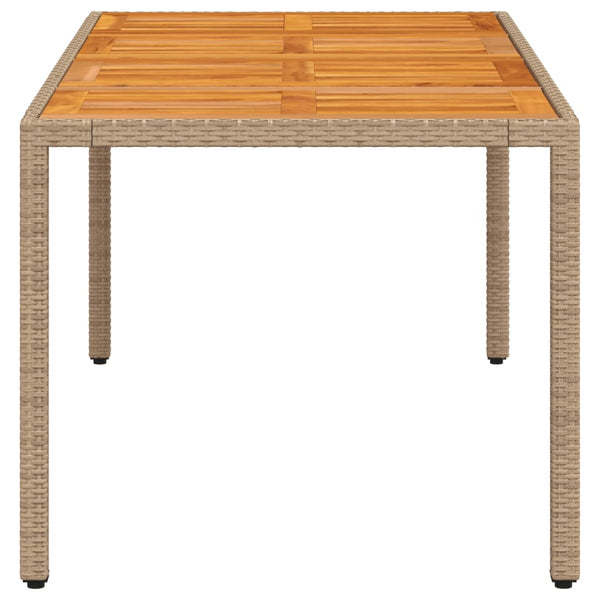 Beiger Gartentisch 190x90 cm Poly Rattan Akazie