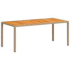 Beiger Gartentisch 190x90 cm Poly Rattan Akazie