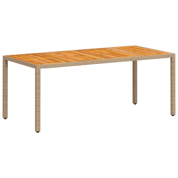 Beiger Gartentisch 190x90 cm Poly Rattan Akazie