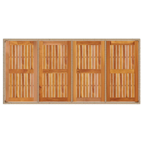 Beiger Gartentisch 190x90 cm Poly Rattan Akazie