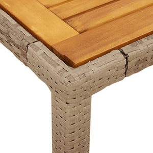 Beiger Gartentisch 190x90 cm Poly Rattan Akazie