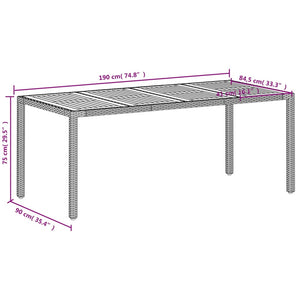 Beiger Gartentisch 190x90 cm Poly Rattan Akazie