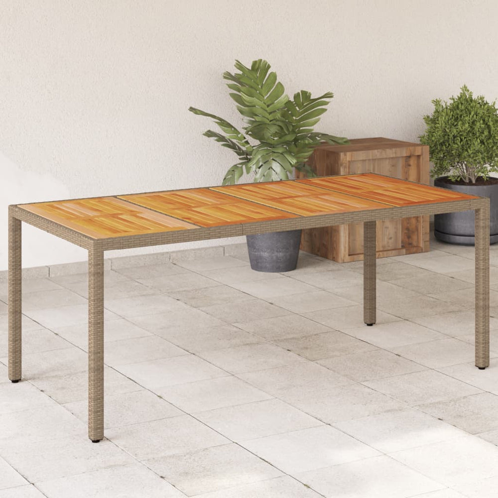 Beiger Gartentisch 190x90 cm Poly Rattan Akazie