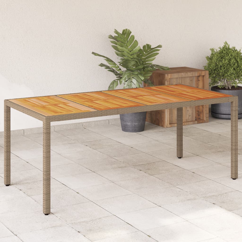 Beiger Gartentisch 190x90 cm Poly Rattan Akazie