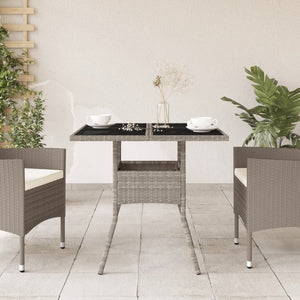 Gartentisch Poly Rattan Hellgrau 80x80 cm