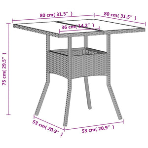 Gartentisch Poly Rattan Hellgrau 80x80 cm
