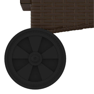 Sonnenliege Braun Poly Rattan mit Kissen & Rollen