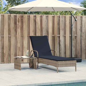 Sonnenliege Grau Poly Rattan mit Kissen
