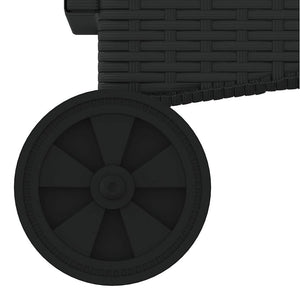 Schwarze Poly Rattan Sonnenliege mit Kissen & Rollen