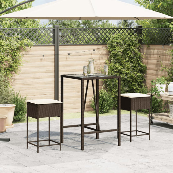 Poly Rattan Garten Barhocker mit Kissen, 2er-Set