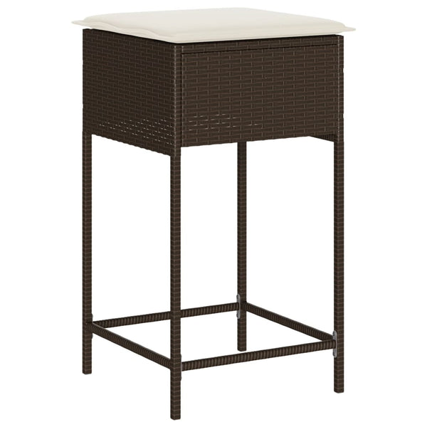 Poly Rattan Garten Barhocker mit Kissen, 2er-Set