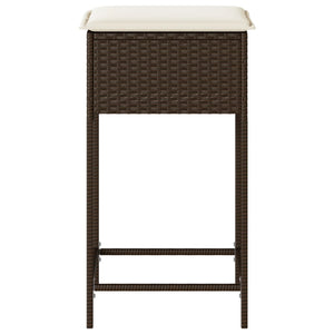 Poly Rattan Garten Barhocker mit Kissen, 2er-Set