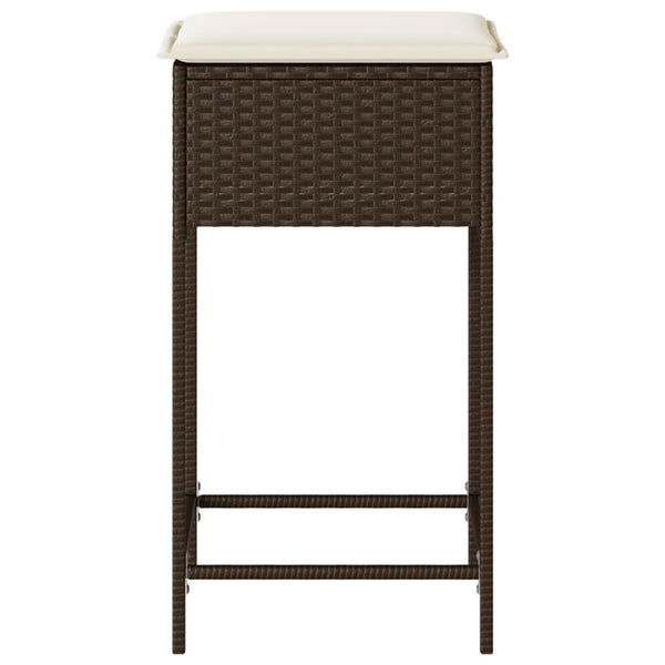 Poly Rattan Garten Barhocker mit Kissen, 2er-Set