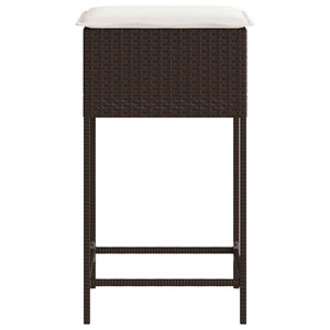 Poly Rattan Garten Barhocker mit Kissen, 2er-Set
