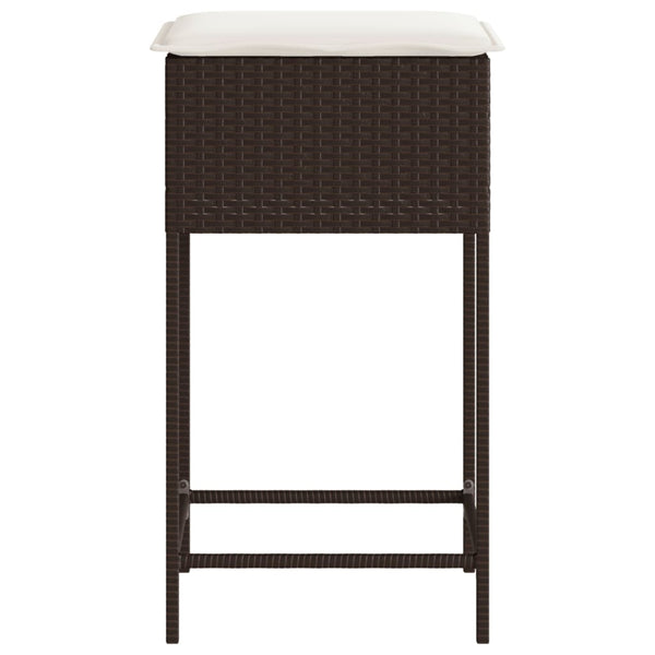 Poly Rattan Garten Barhocker mit Kissen, 2er-Set