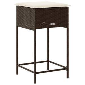 Poly Rattan Garten Barhocker mit Kissen, 2er-Set