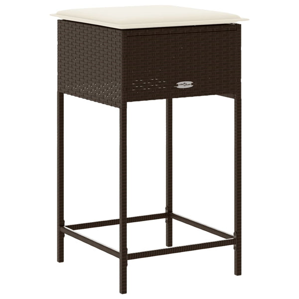 Poly Rattan Garten Barhocker mit Kissen, 2er-Set