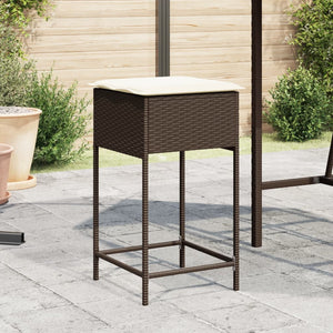 Poly Rattan Garten Barhocker mit Kissen, 2er-Set