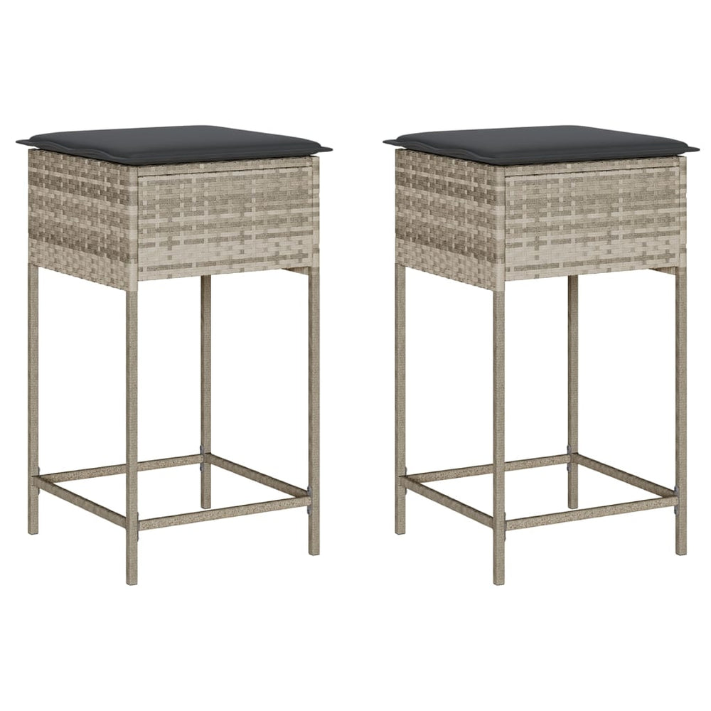 Garten Barhocker Poly Rattan Hellgrau 2er-Set