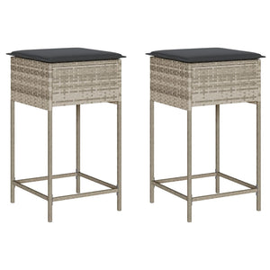 Garten Barhocker Poly Rattan Hellgrau 2er-Set