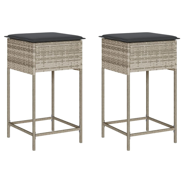 Garten Barhocker Poly Rattan Hellgrau 2er-Set