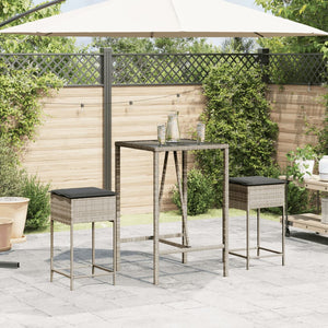Garten Barhocker Poly Rattan Hellgrau 2er-Set
