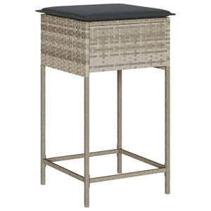 Garten Barhocker Poly Rattan Hellgrau 2er-Set