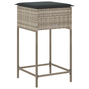 Garten Barhocker Poly Rattan Hellgrau 2er-Set