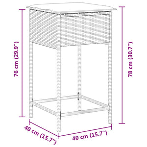 Garten Barhocker Poly Rattan Hellgrau 2er-Set