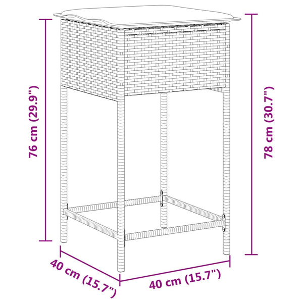 Garten Barhocker Poly Rattan Hellgrau 2er-Set
