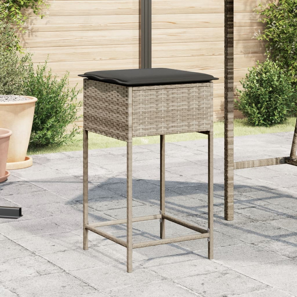 Garten Barhocker Poly Rattan Hellgrau 2er-Set