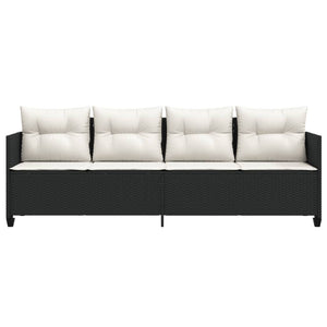 Schwarze Poly Rattan Sonnenliege mit Kissen