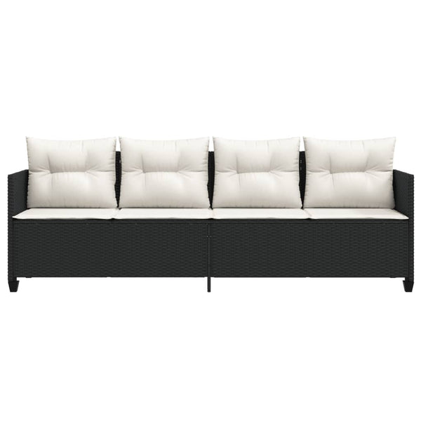 Schwarze Poly Rattan Sonnenliege mit Kissen