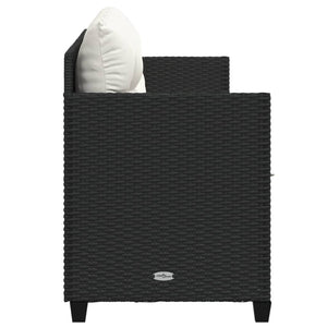 Schwarze Poly Rattan Sonnenliege mit Kissen
