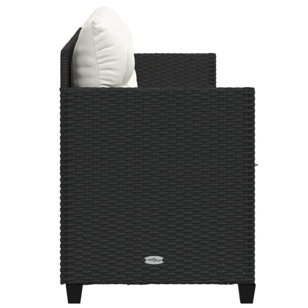 Schwarze Poly Rattan Sonnenliege mit Kissen