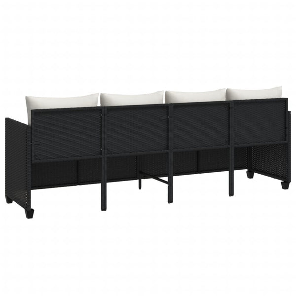 Schwarze Poly Rattan Sonnenliege mit Kissen