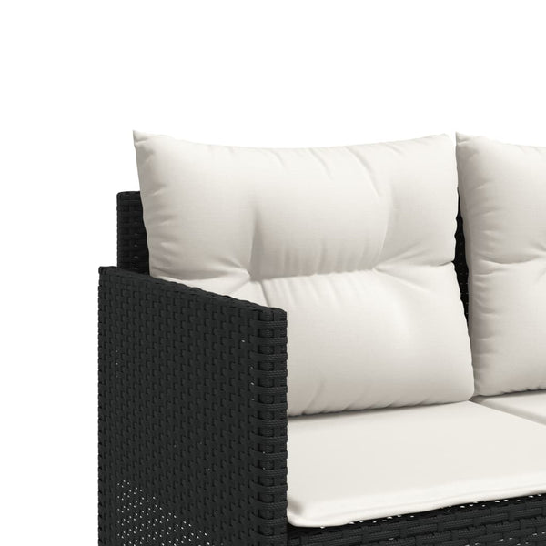 Schwarze Poly Rattan Sonnenliege mit Kissen