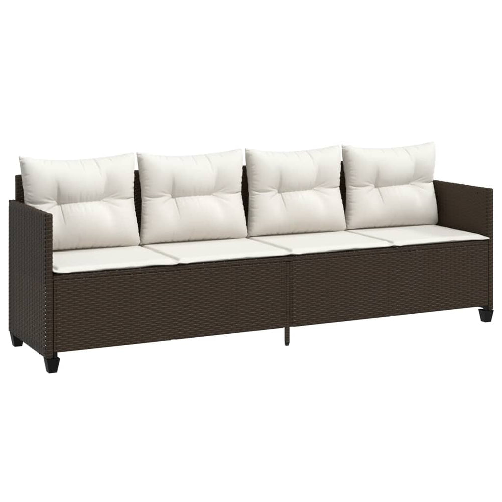Braune Poly Rattan Sonnenliege mit Kissen