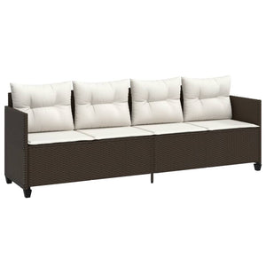 Braune Poly Rattan Sonnenliege mit Kissen