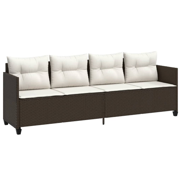 Braune Poly Rattan Sonnenliege mit Kissen