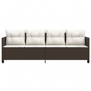Braune Poly Rattan Sonnenliege mit Kissen