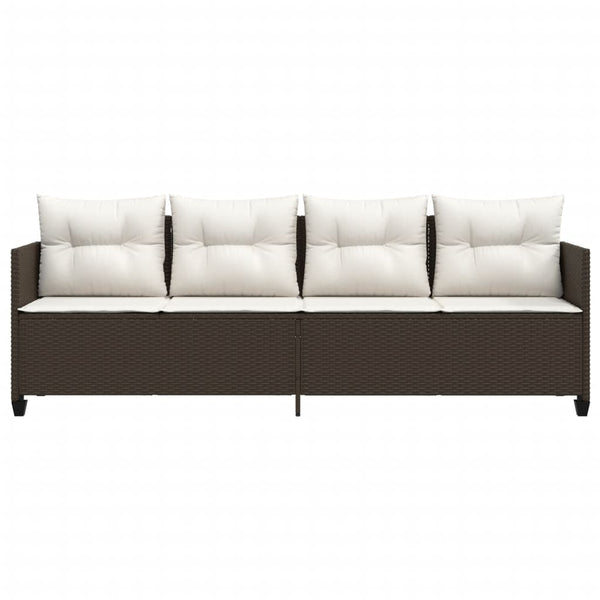 Braune Poly Rattan Sonnenliege mit Kissen