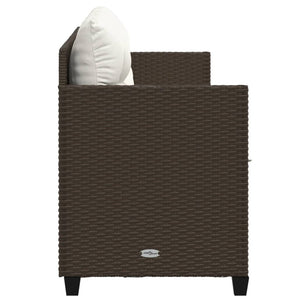 Braune Poly Rattan Sonnenliege mit Kissen