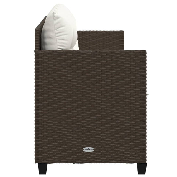 Braune Poly Rattan Sonnenliege mit Kissen