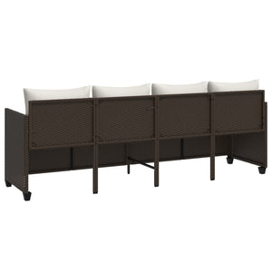 Braune Poly Rattan Sonnenliege mit Kissen